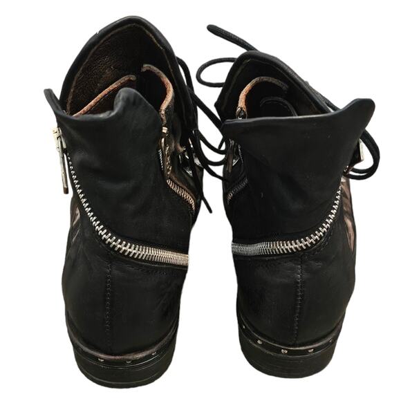 A.S 98 Black and Camo Combat Zippered Moto Biker Boots Size 36 US 6 - Picture 5 of 12
